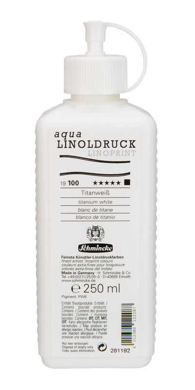 Barva na linoryt Schmincke aqua-LINOPRINT 250 ml – 100 Titanová bílá