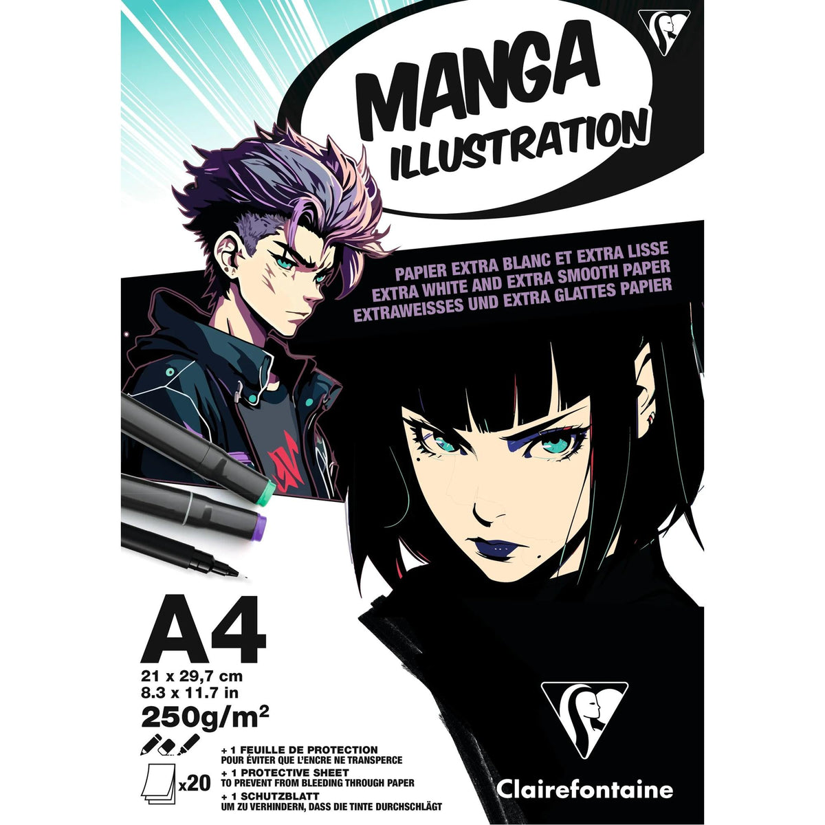 Blok papírů Clairefontaine Manga Illustration 250 g/m² A5 – A3 - 20 listů