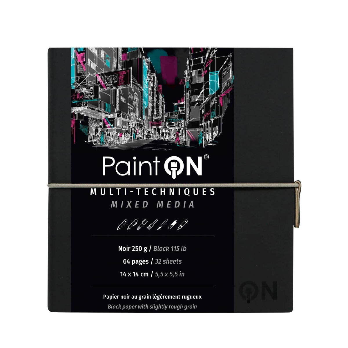 Blok papírů Clairefontaine Paint'On černý 250 g/m² - 32 listů (A5 – 14 x 14 cm)