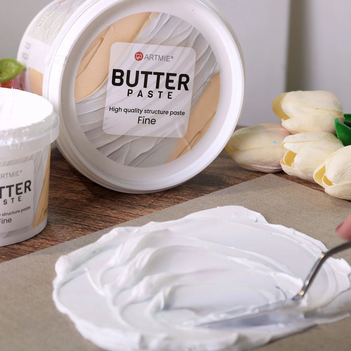 Kelímky pasty ARTMIE Butter Fine, detail obalu a víčka