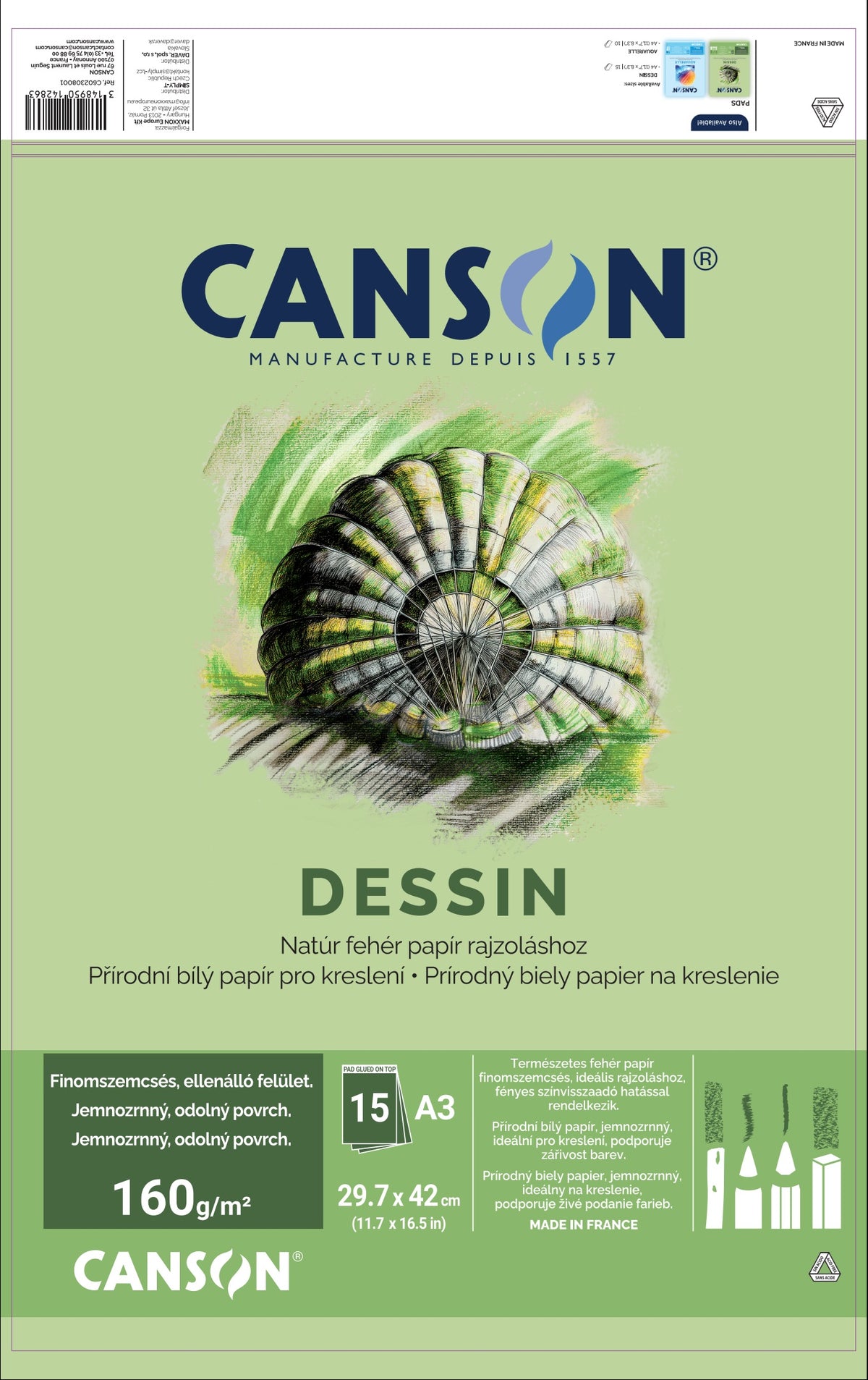 Kreslicí blok CANSON Dessin A3 160 g - 15 listů