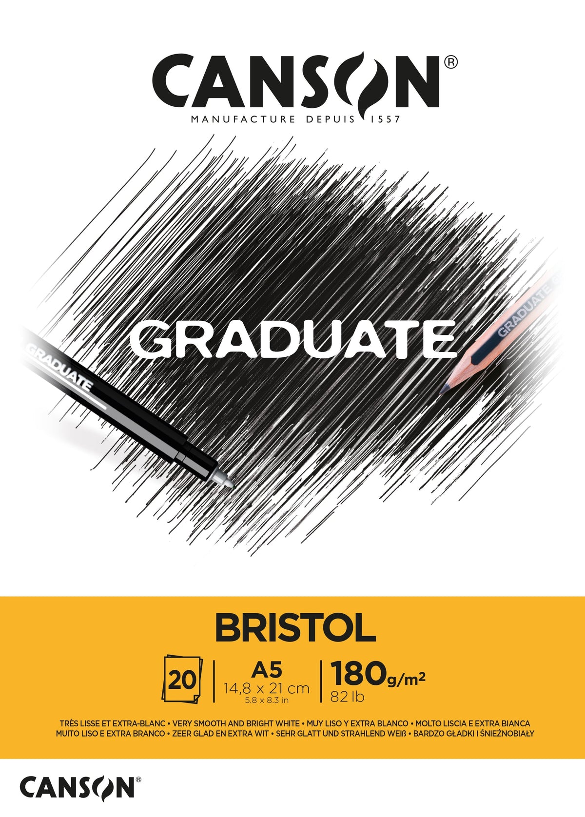 Canson Graduate Bristol kreslicí blok 180 g/m² - 20 listů, A5 lepený