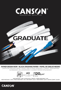 Černý skicák CANSON Graduate 120 g/m² A3 - 20 listů, lepený