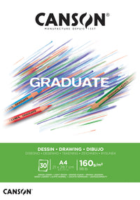 Kreslicí blok Canson Graduate White 160 g/m² A4 lepený - 30 listů