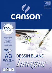 Canson Imagine lepený skicák pro kombinované techniky 200 g/m² A3 - 50 listů
