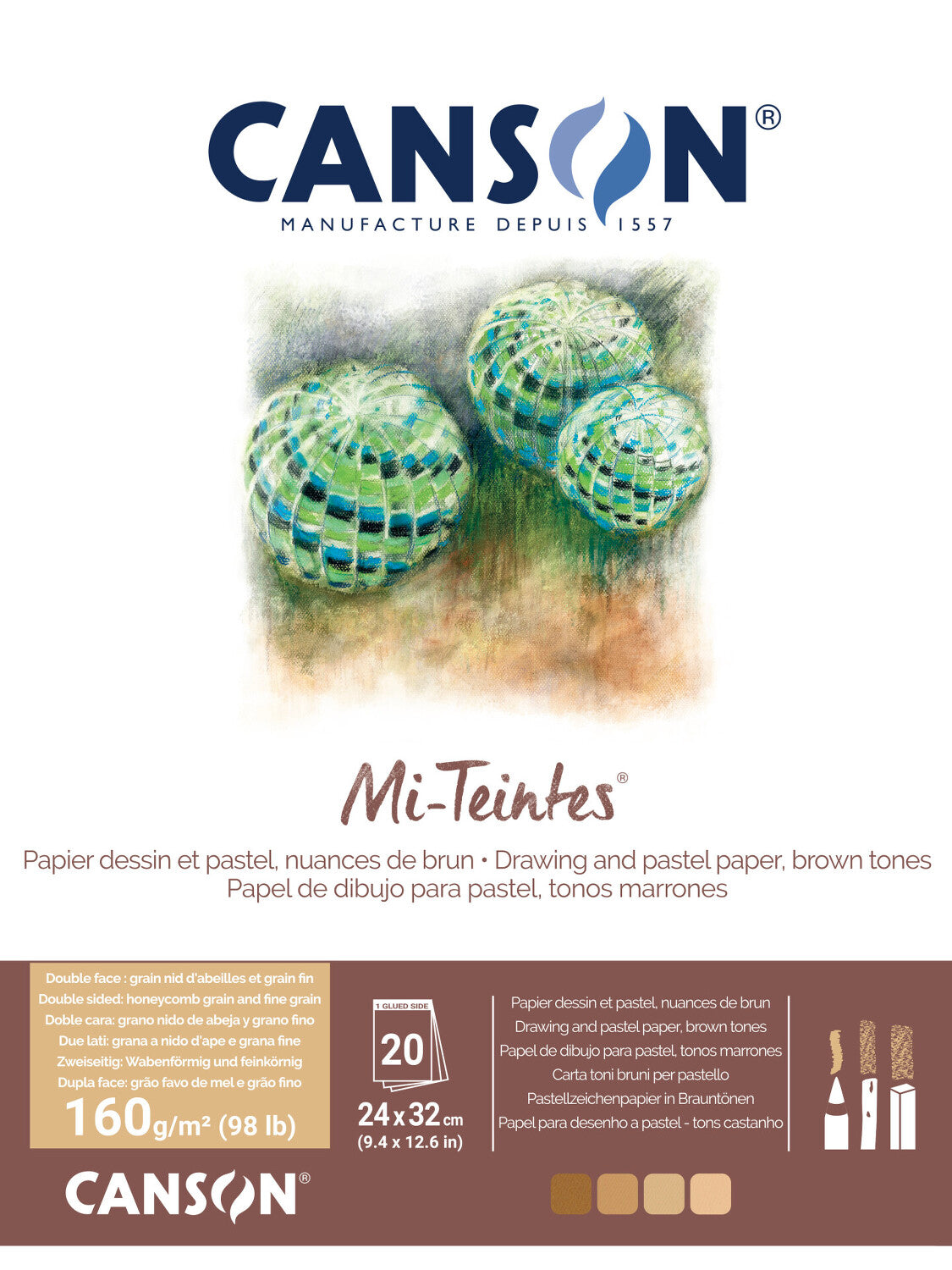 Blok barevných papírů CANSON Mi-Teintes 160 g/m² 24 x 32 cm Earth - 20 listů
