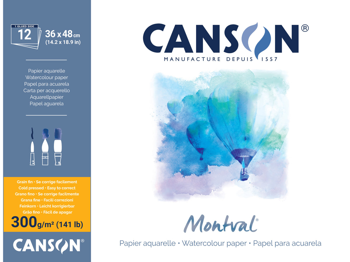 Canson Montval akvarelový blok CP 300 g/m² - 12 listů, 36 x 48 cm lepený