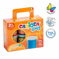 Carioca prstové barvy Baby 2+, papírový kufřík, 6 × 80 ml