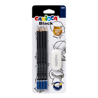 Carioca sada trojhranných tužek Black 2/HB s pryží, 4 ks