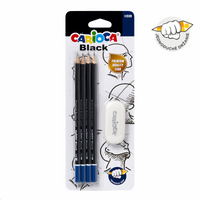 Carioca sada trojhranných tužek Black 2/HB s pryží, 4 ks