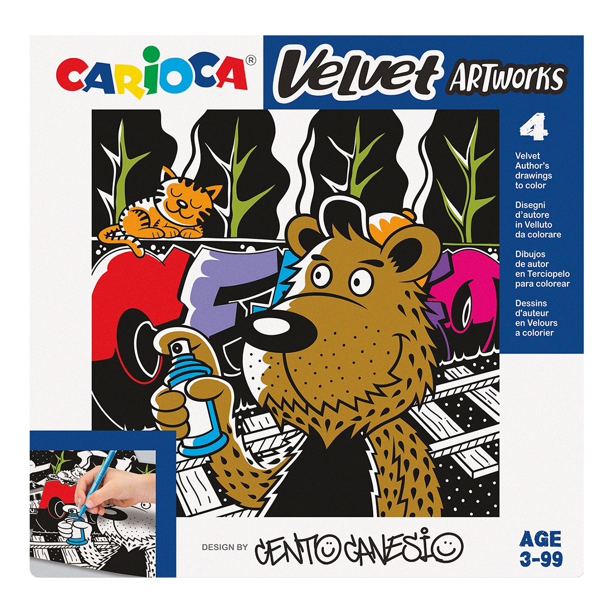 Carioca sametové omalovánky 4 ks – CENTO Graffiti