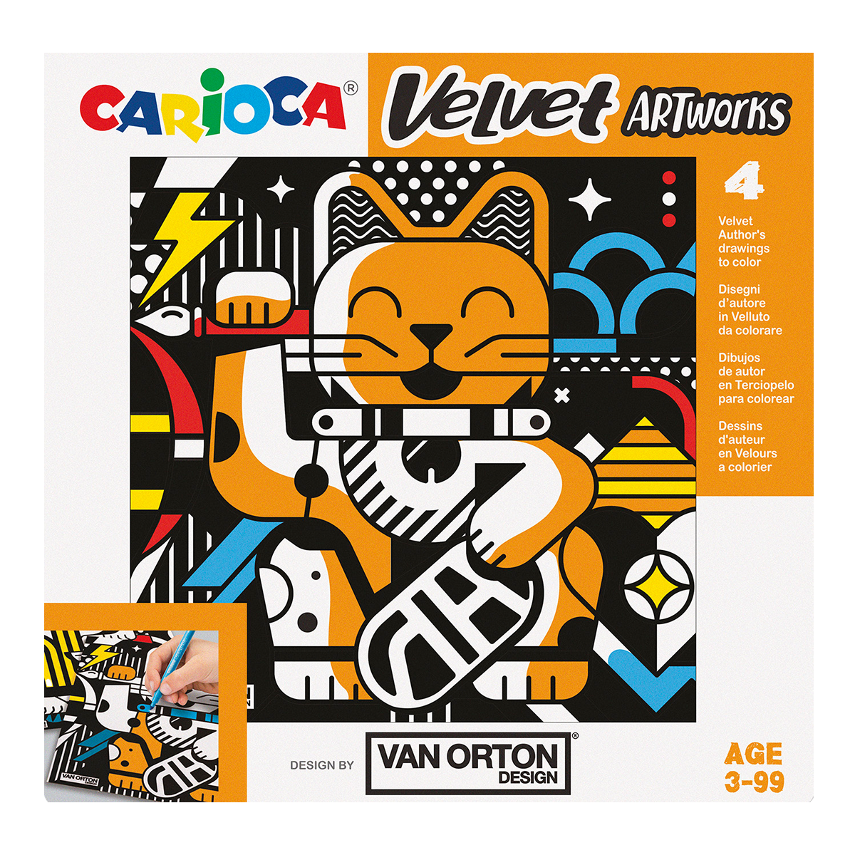 Carioca sametové omalovánky 4 ks – VAN ORTON Art