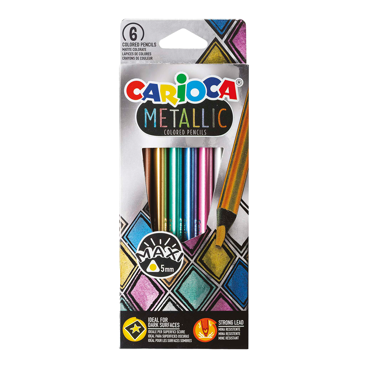 Carioca trojhranné metalické pastelky Metallic, 6 ks