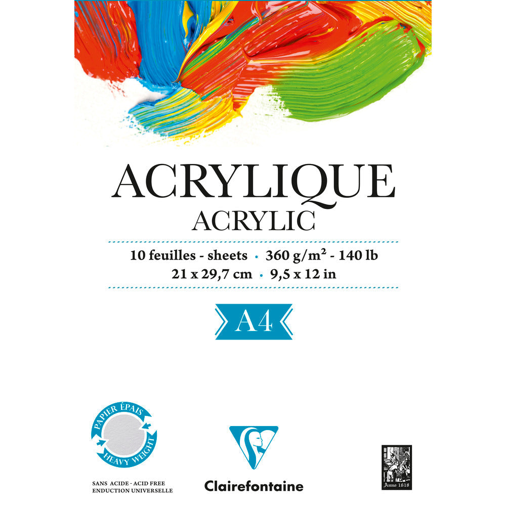 CLAIREFONTAINE akrylový blok 360 g/m² 10 listů A4 lepený