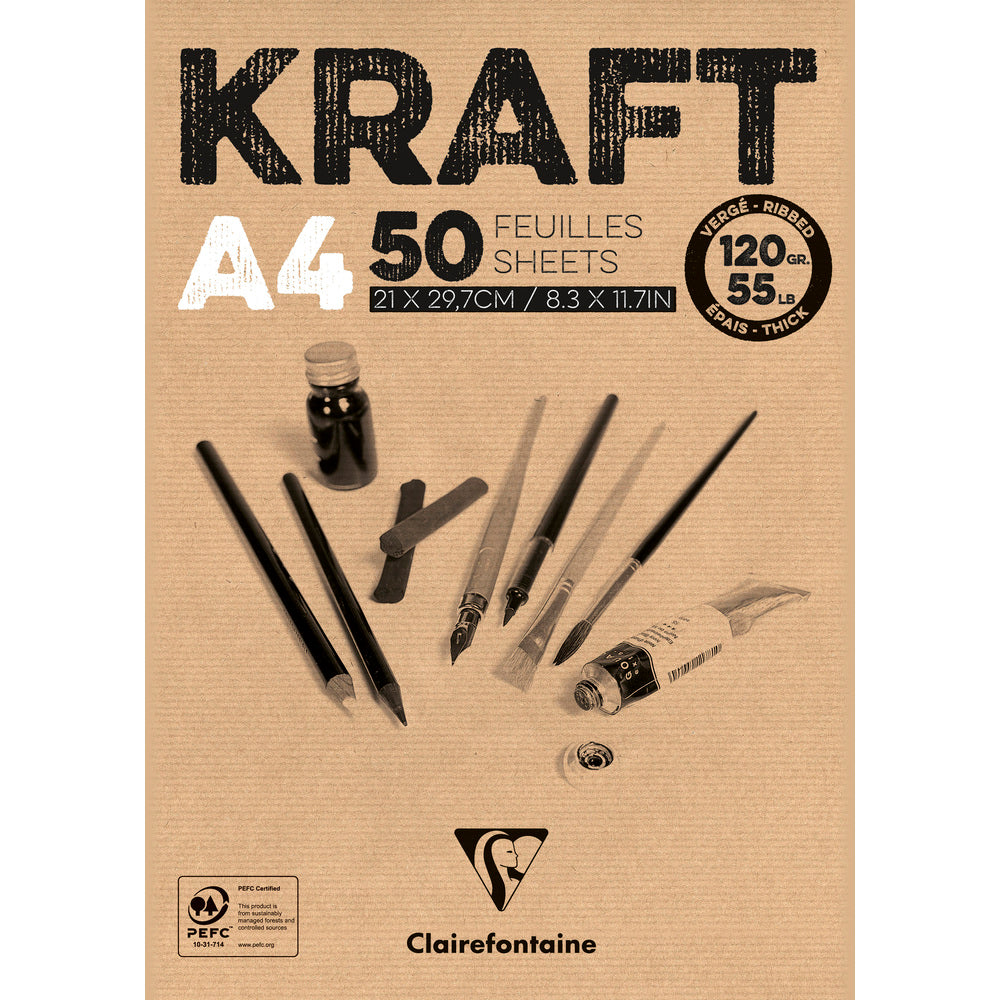 Clairefontaine kraftový blok lepený – 120 g 50 l A4