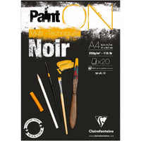 Clairefontaine Paint'On Mix Media blok 250 g 20L lepený Black