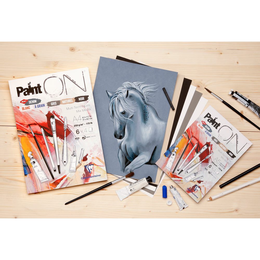 Clairefontaine Paint'On Mix Media blok č. 6 250 g 24L lepený různé barvy