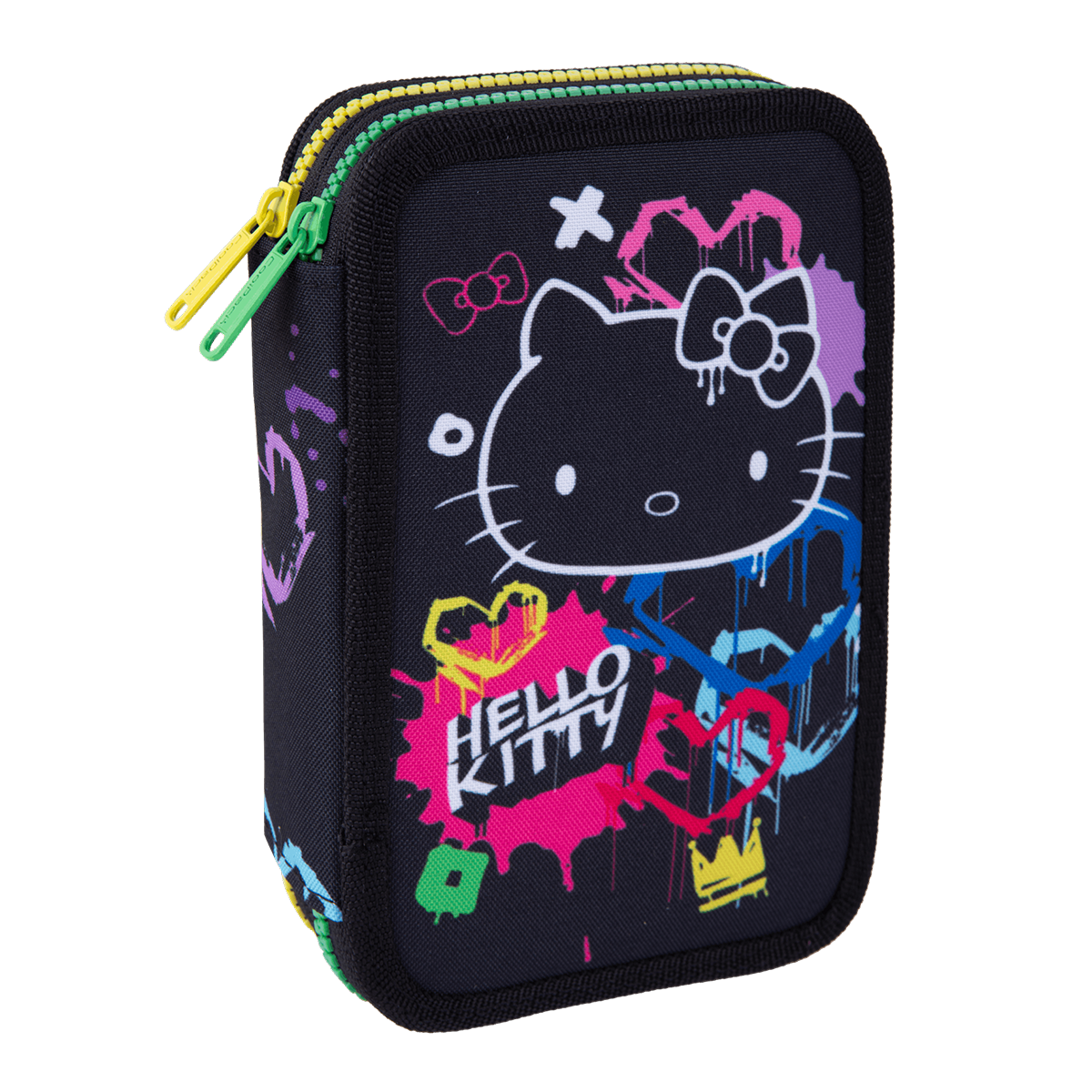 Colorino dvoupatrový plný penál Jumper 2 Hello Kitty – Hello Kitty neonově černá
