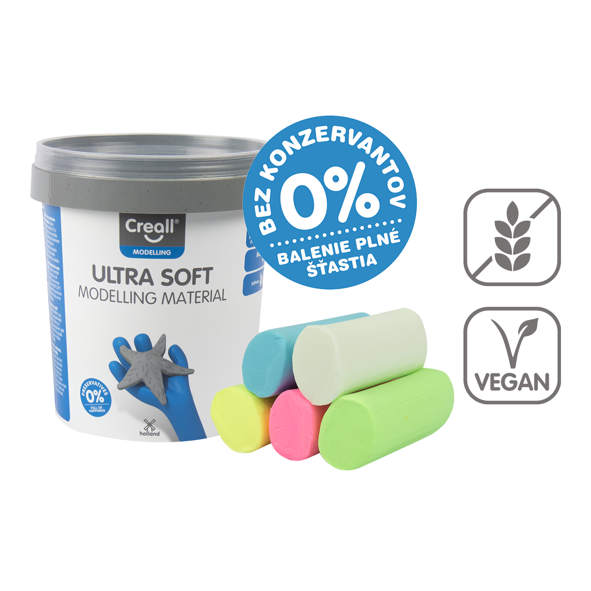 Creall modelovací hmota Ultra soft, 5 g, kelímek, mix barev – × 60 pastelových