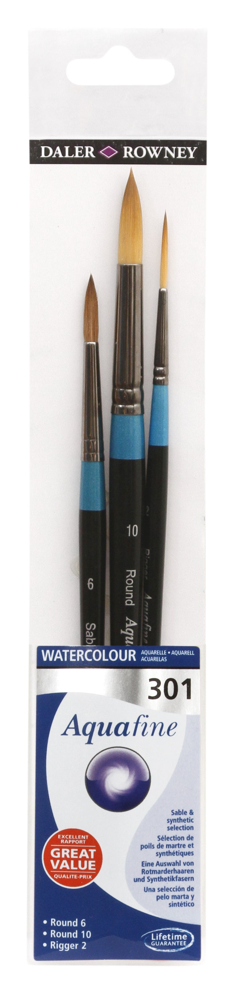 DALER ROWNEY Aquafine 301 sada štětců na akvarel a kvaš - 3 ks