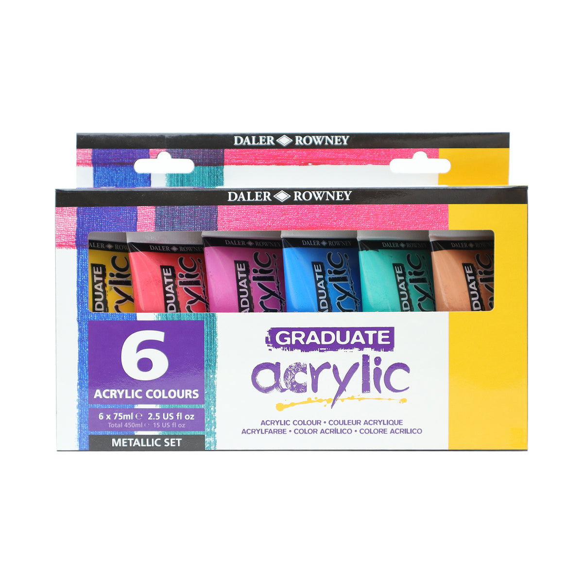 DALER ROWNEY D&R Graduate sada metalických akrylových barev 6 x 75 ml