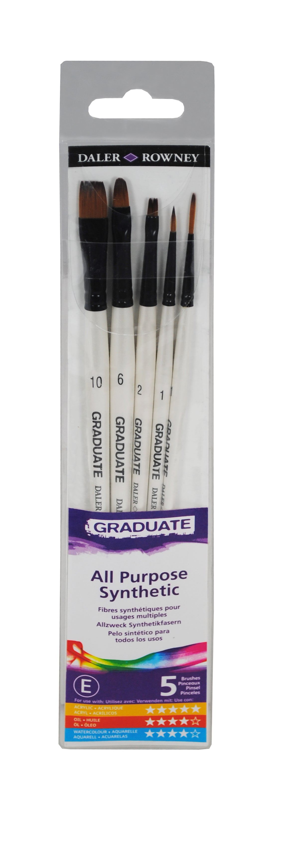 Sada univerzálních syntetických štětců DALER ROWNEY Graduate – 5 ks