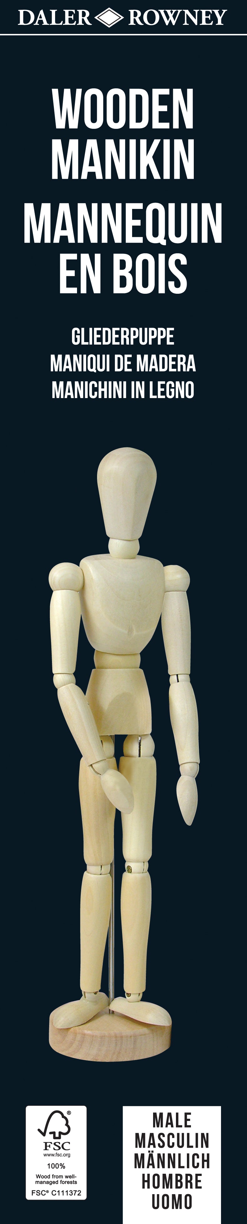 Dřevěný manekýn chlapec DALER ROWNEY 30 cm