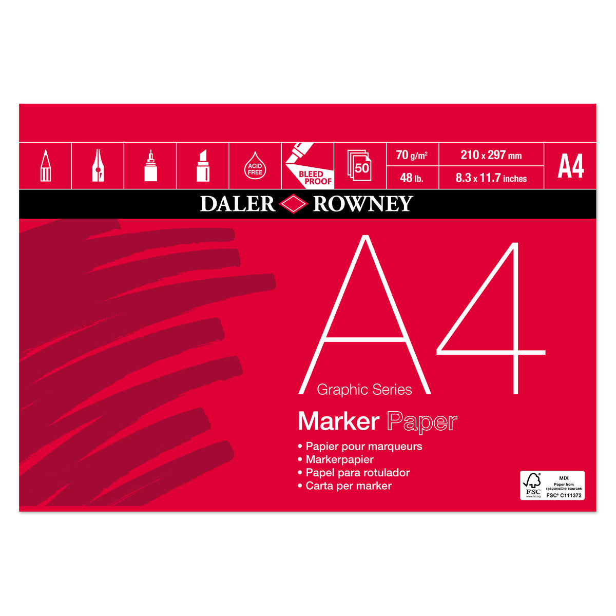 Blok pro fixy DALER ROWNEY Marker Graphic A4 70g 50 listů