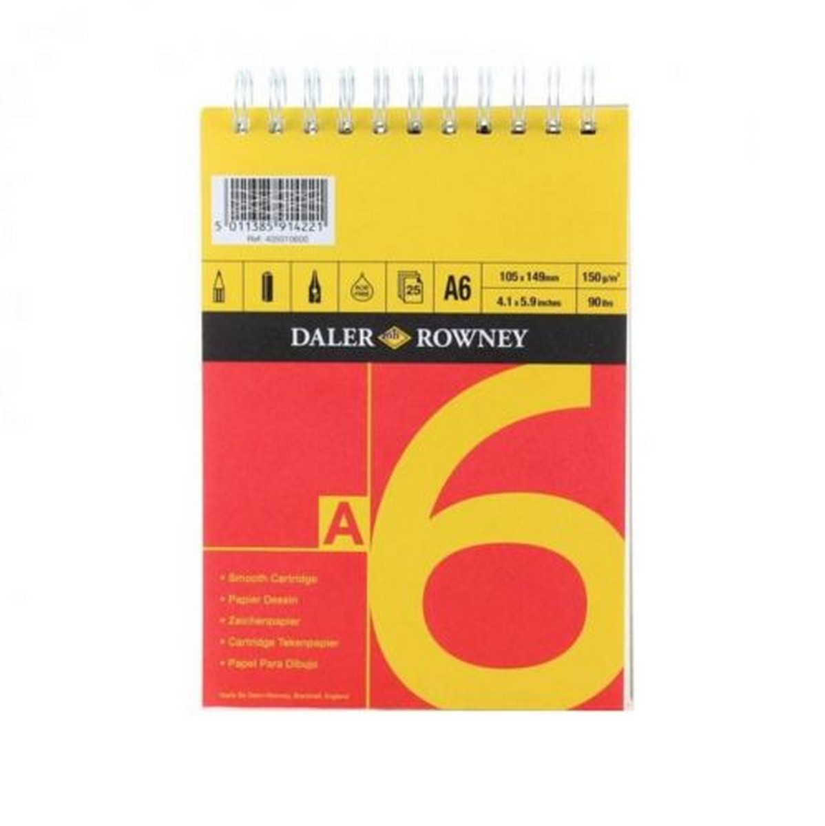 DALER ROWNEY D&R Red & Yellow skicák A6 150 g 25L lepený