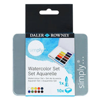 DALER ROWNEY Simply akvarelová sada 10 půlpánviček se štětcem