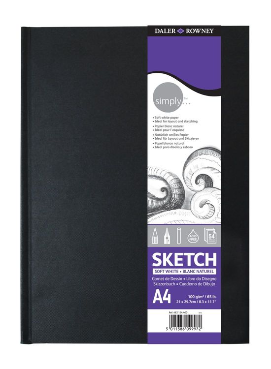 Skicák DALER ROWNEY Simply extra bílý 100 g A4 54L knižní vazba