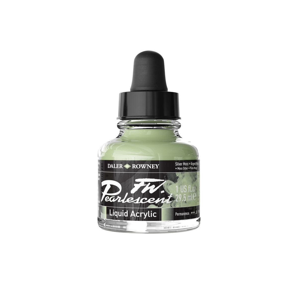 DALER ROWNEY FW perleťový akrylový inkoust 29,5 ml – Stříbrný mech
