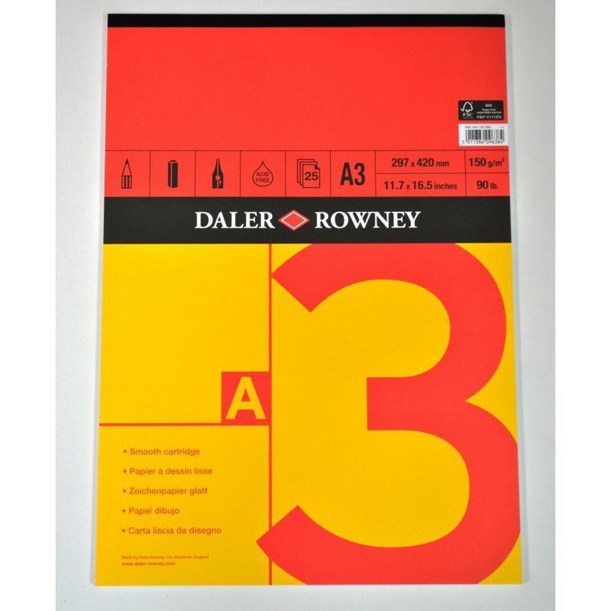 DALER ROWNEY Red & Yellow skicák A3 150 g 25L lepený
