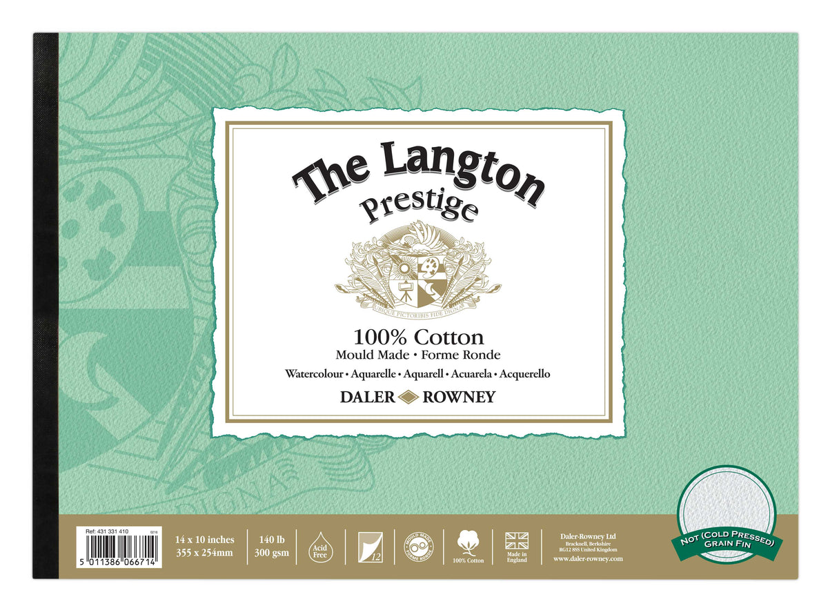 DALER ROWNEY The Langton Prestige akvarelový blok CP Natural White 300 g 12L 25,4 x 35,6 cm – CP Natural White 300 g 12L 25,4 x 35,6 cm
