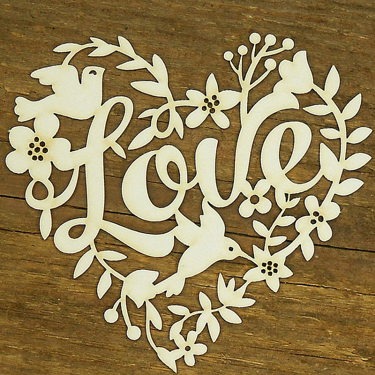 Drevené dekoracné srdce Love - ornament