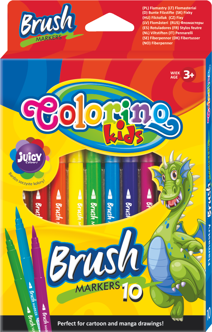 Fixy Colorino Brush s dlouhým štětcovým hrotem – 10 barev