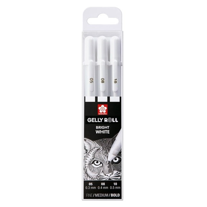 Gelová pera Sakura Gelly Roll bright white - 3 ks – 05. 08. 10 mix