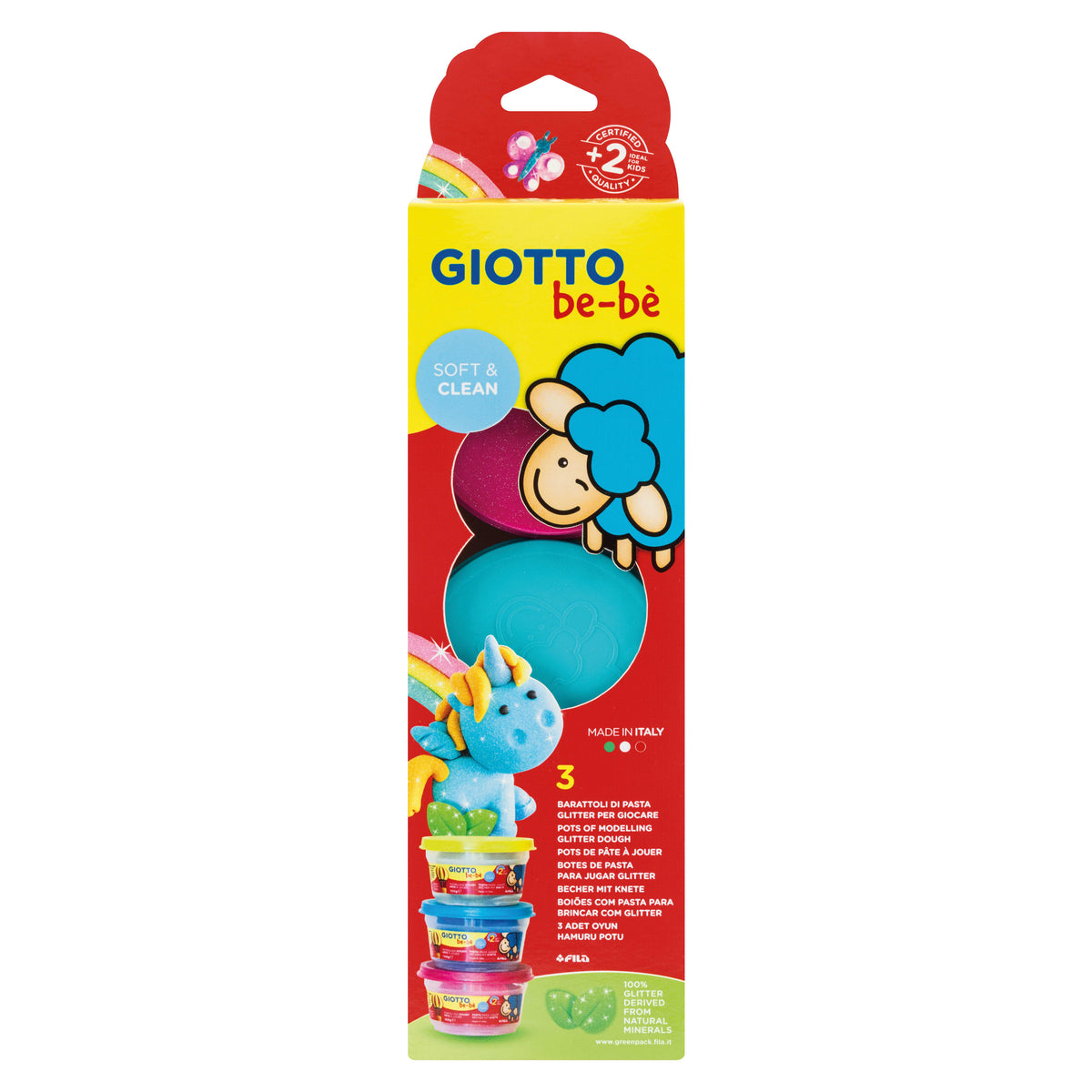 GIOTTO BE-BE měkká modelovací hmota se třpytkami 3 x 100 g