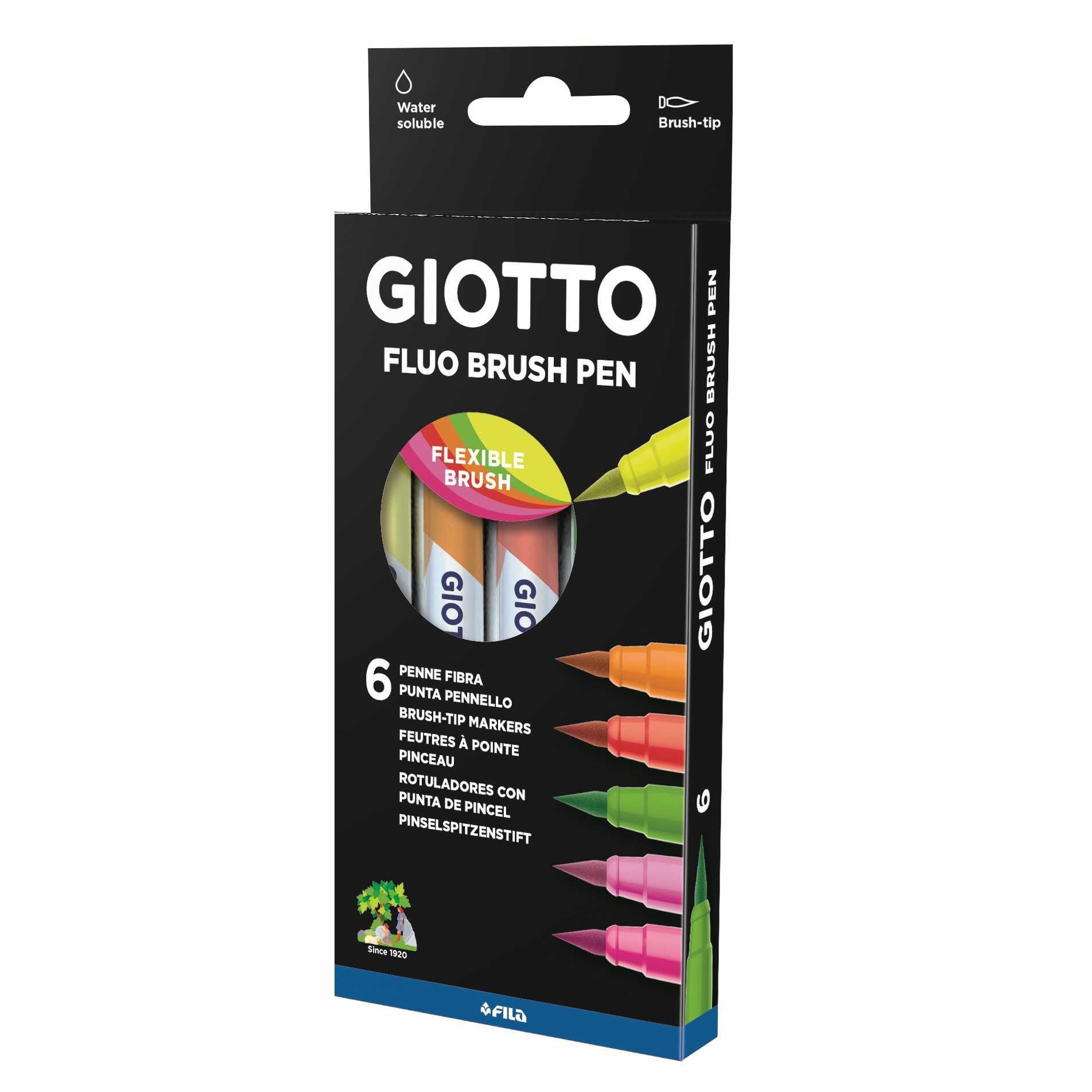 Štětcové fixy GIOTTO Turbo Soft Brush Fluo 6 ks