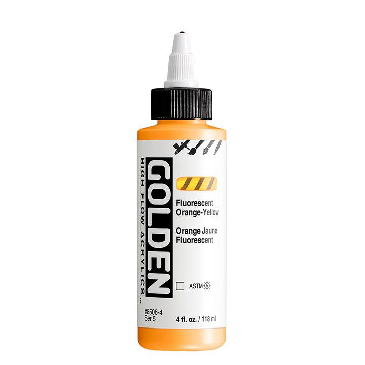 GOLDEN Fluorescenční akrylová barva s vysokým průtokem 118 ml – 8506 oranžovo-žlutá