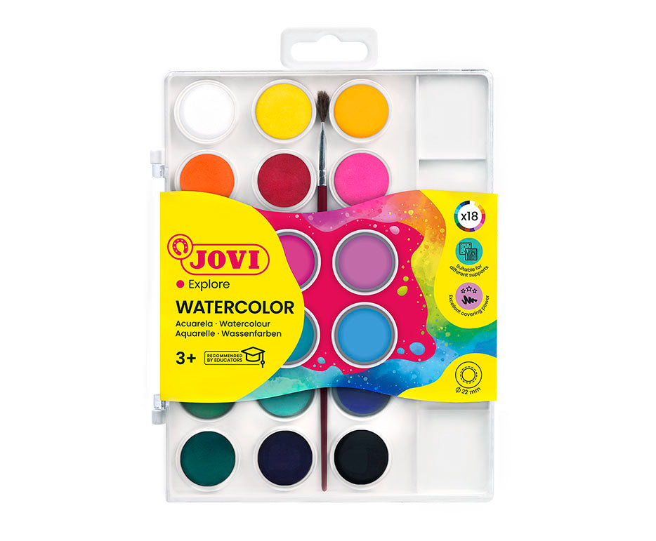 JOVI vodové barvy v tabletách 22 mm - 18 ks se štětcem