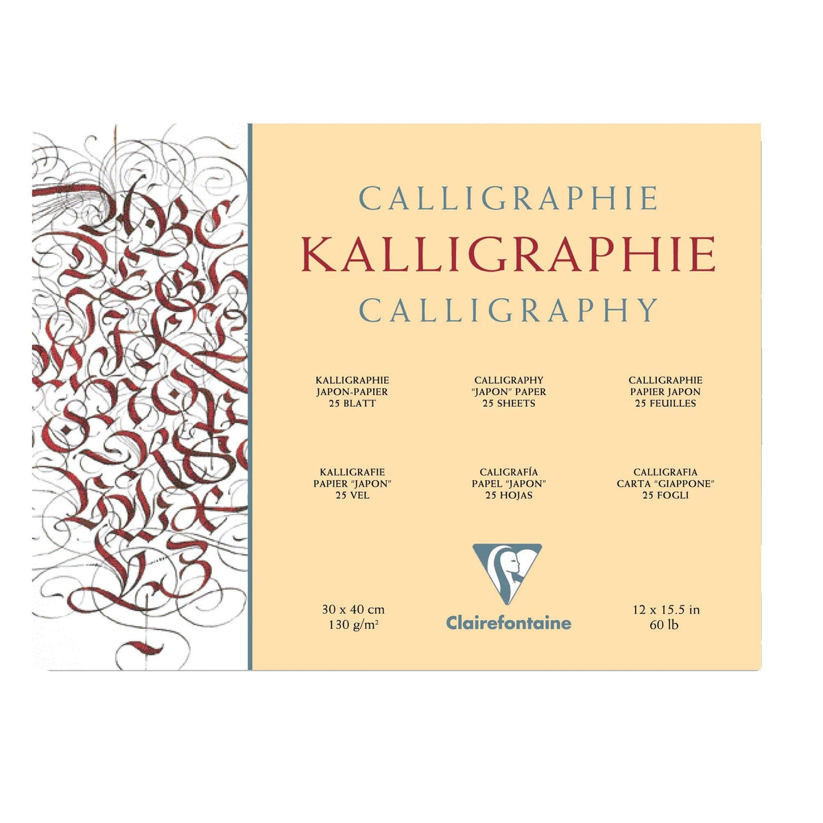 Kaligrafický blok CLAIREFONTAINE Ivory 130 g 25 listů – 24 x 30 cm