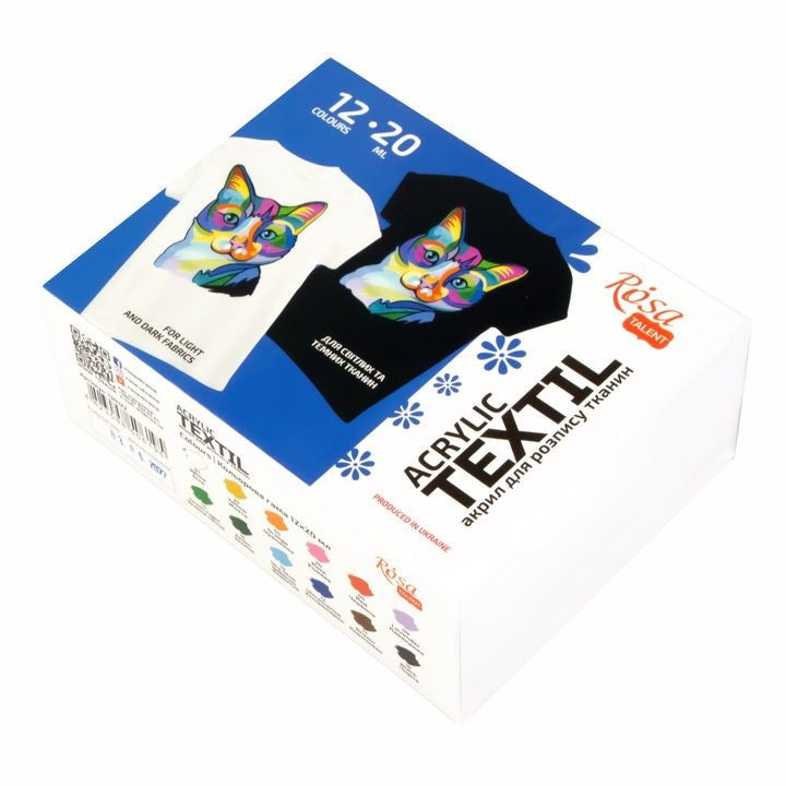 Sada akrylových farieb na textil CAT – 6 farieb