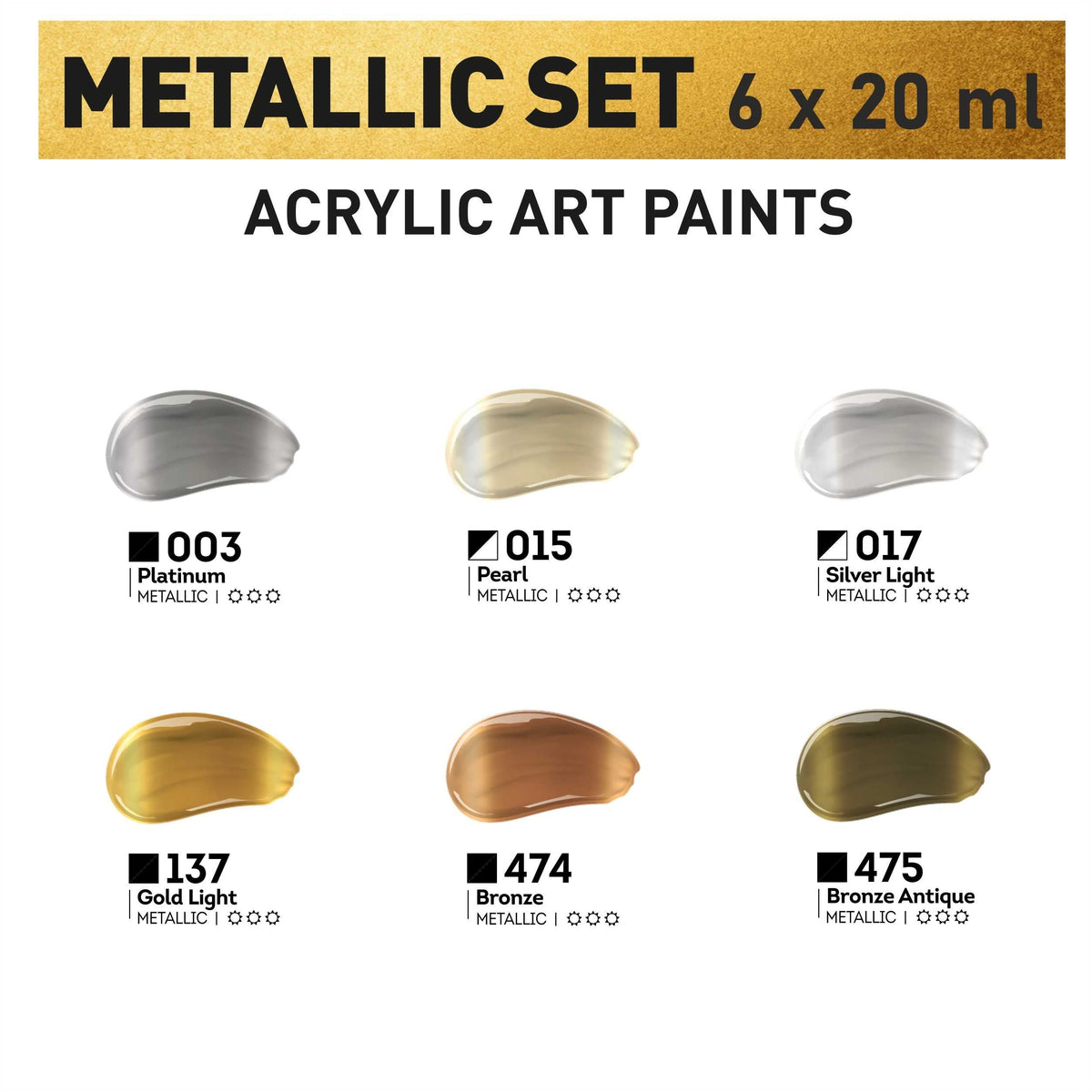 Sada metalických akrylových barev ACRYL PRO