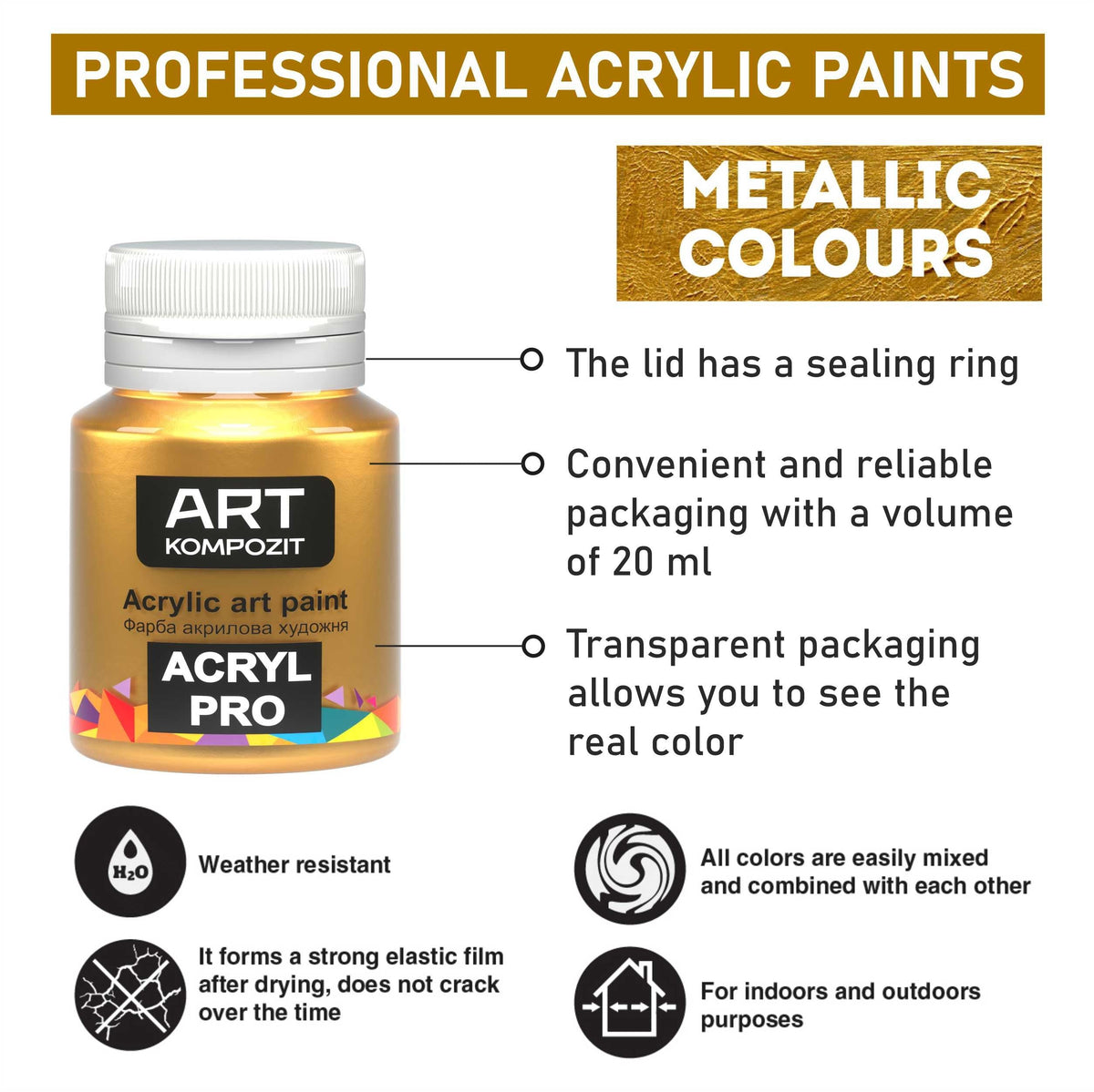 Sada metalických akrylových barev ACRYL PRO