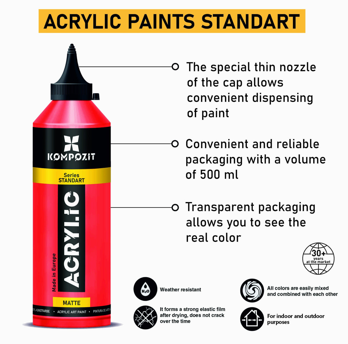 Akrylová barva Kompozit STANDART Fluorescent 500 ml