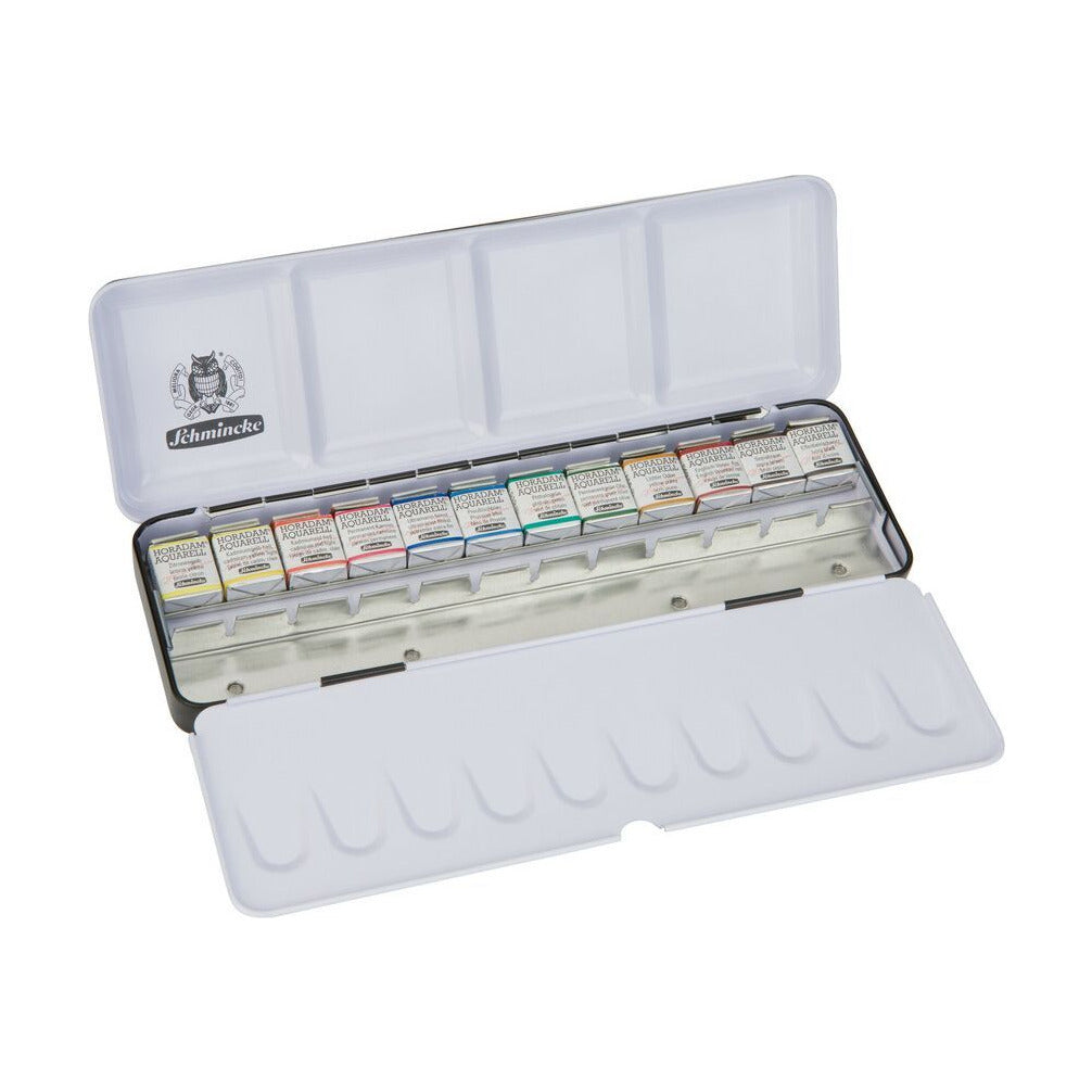 Kovový akvarelový set Schmincke HORADAM, 12 x 1/2 pánvičky s extra prostorem