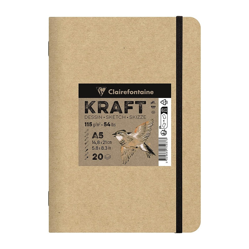 Kraftový blok CLAIREFONTAINE 115 g/m² – A5 – A4, 20 listů