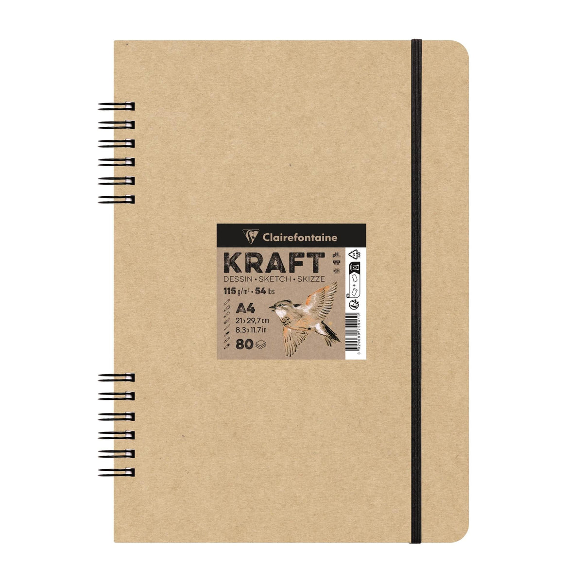 Kraftový skicovací blok CLAIREFONTAINE 115 g/m² A5 – A4 - 80 listů