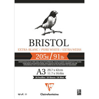 Kreslicí blok CLAIREFONTAINE Bristol 205 g/m² – 20 listů, A4 – A3